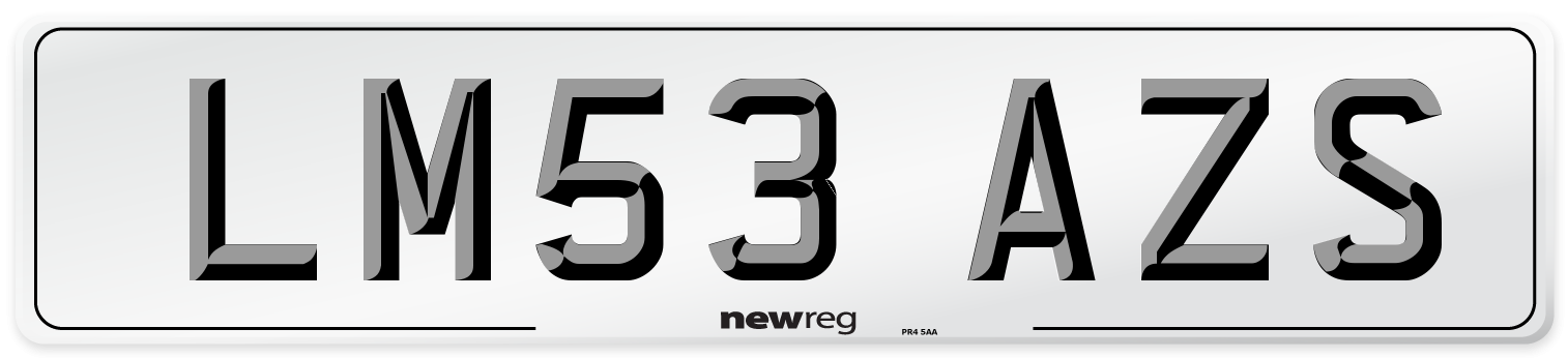 LM53 AZS Number Plate from New Reg